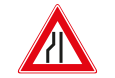 Bord J19 Rijbaanversmalling links