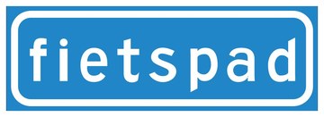 Verkeersbord G13: onverplicht fietspad, rechthoekig blauw bord met het woord fietspad