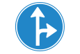 Bord D6 Rechtdoor of rechtsaf