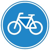 Verkeersbord G11: verplicht fietspad, rond blauw bord met witte fiets