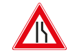 Bord J18 Rijbaanversmalling rechts