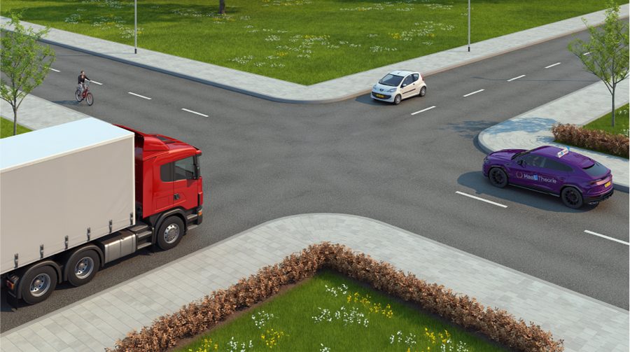 Gelijkwaardig kruispunt zonder borden of haaientanden, verkeer van rechts heeft voorrang